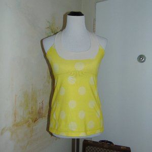 lululemon Yellow & White Polkadot Yoga Tank Top M